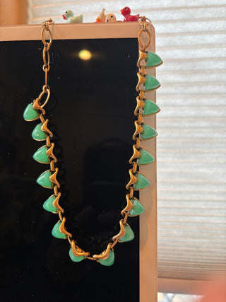 Vtg. Coro Thermoset Aqua Moonglow Choker/necklace 20" adjustable RCD|118443