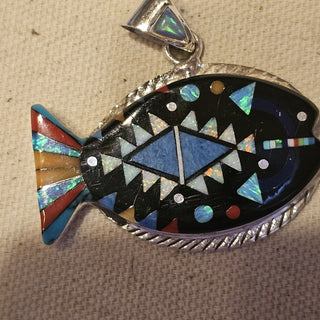 Sterling signed galaxy inlaid koi pendant