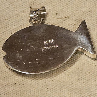 Sterling signed galaxy inlaid koi pendant