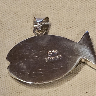 Sterling signed galaxy inlaid koi pendant