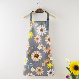 Chrysanthemum Print Waterproof Aprons with pockets-RS