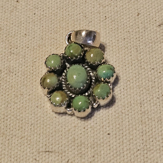 .925 green turquoise cluster pendant|90710