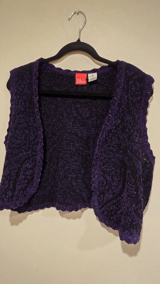 SWEATER SALE - Women's - Purple + Black Knitted Sweater Vest (M) (BRI) - MTS