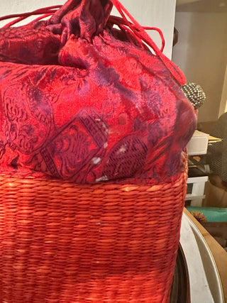 Basket Red Weave Scarf - Beaded Ties MTS