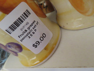 Fruit & grapes porcelain set of 2 S & P MTS