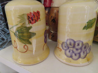 Fruit & grapes porcelain set of 2 S & P MTS