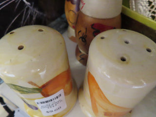Fruit & grapes porcelain set of 2 S & P MTS