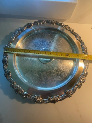 Vintage silverplate  footed round serving dish