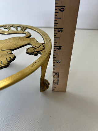 Vintage brass lion trivet stand RSV