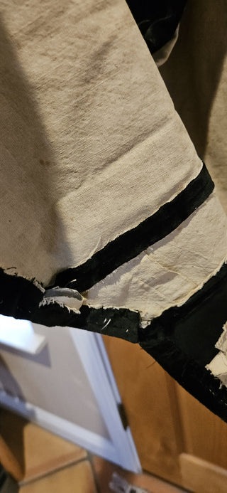 Victorian Black Velvet Coat, Hand Sewn, Sz M, RSV|121377