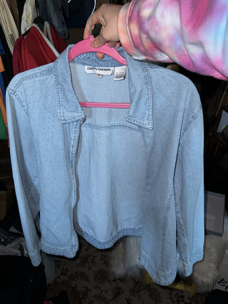 Kathy Daniels large rhinestone, jean jacket|49834