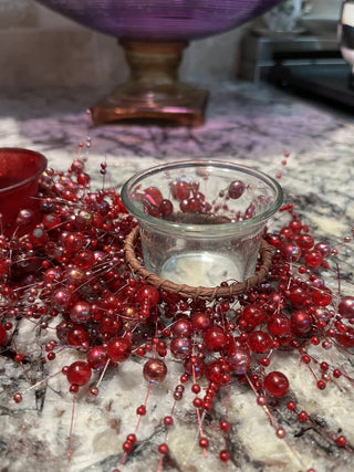 Votive Candle Holder with Red Candle Ring RCD