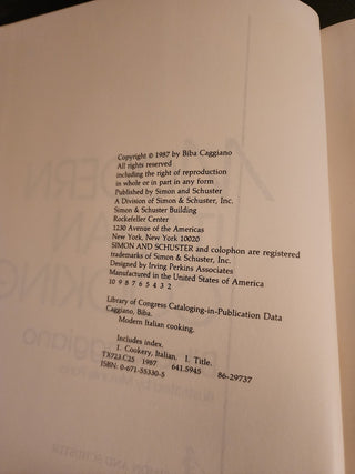 Cookbook- Biba Caggiano Modern Italian Cooking 1987|78211