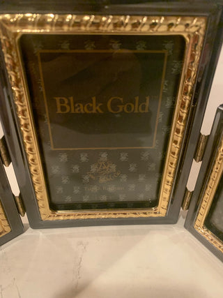 Vntg Black Gold triple frame|140160