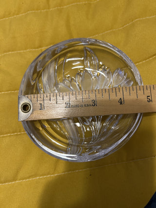 1980's MIKASA Studio Nova French Iris Crystal Candy Dish Frosted Embossed 5" MTS|63109