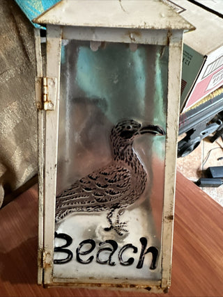 #62 VV Lantern Metal & Glass Beach Lamp Light Center piece Decor 14" High MTS|62432