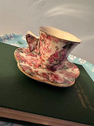 Vintage Teacup Baum Bros Pink Garden-Gold MTS|115375