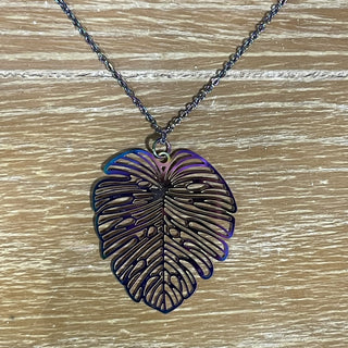 rainbow stainless steel leaf, 18" chain RSV