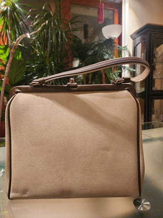 1960s Purse Vinyl Tan w/  Brown Trim|78188