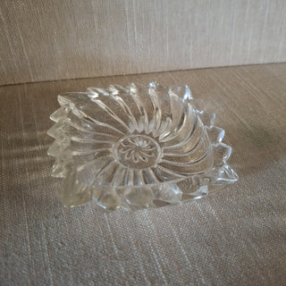 Vtg Clear Spiral Glass Ashtray Small|66191