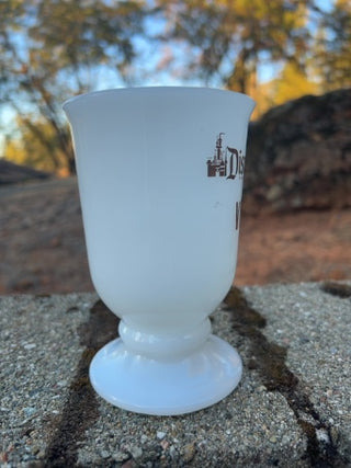 vintage Disneyland milk glass pedestal mug with the name "Vicki”  in gold
