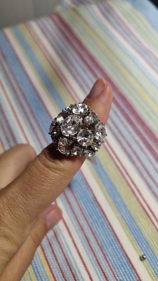 Vintage cocktail ring Rhinestones pave Sz5