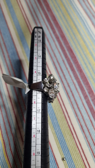Vintage cocktail ring Rhinestones pave Sz5