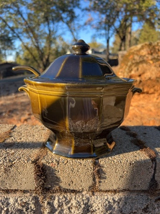 vintage Pfaltzgraff Heritage Green stoneware soup tureen and matching lid with ladle 150H