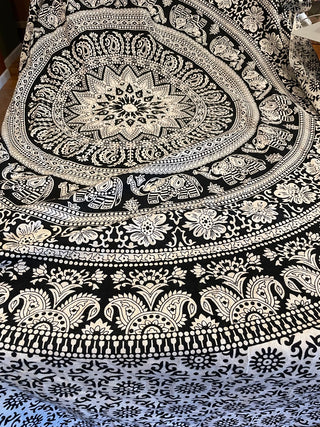 Black & White Boho Cotton Table Cloth ~MTS|66125