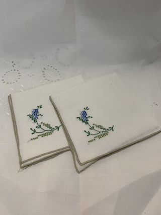 Blue Cross Stitch Napkins - Set of 2|58741