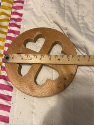 Set of 2 - 7 7/8ths Vintage Wooden Wheels - Heart Cutouts