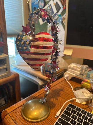 Christopher Radko Heart of America glass ornament w/stand 5"x5" RCD