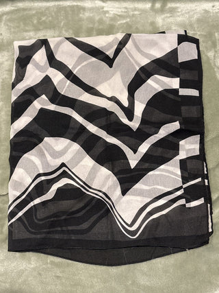 black and white silk scarf MTS