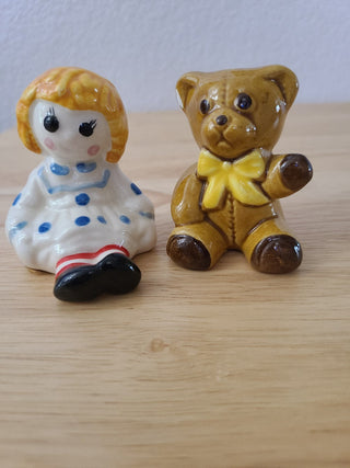 Avon Doll and Teddy Bear Salt and Pepper Set, RCD