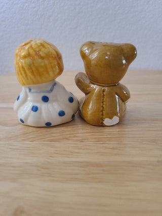 Avon Doll and Teddy Bear Salt and Pepper Set, RCD