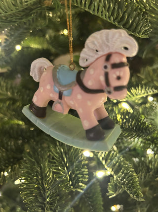 Pink Polka Dot Rocking Horse Ornament   MTS|132078