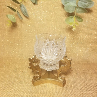 Vtg Brass & Crystal Candle Holder- RSV