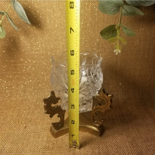 Vtg Brass & Crystal Candle Holder- RSV