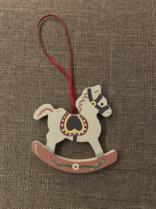 White Rocking Horse with Mauve and Purple Design    MTS|132087