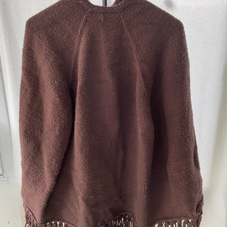 Vtg handmade knitted brown cape  RSV