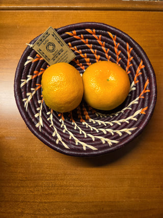 Handwoven African Raffia Basket Bowl - Artisan Decorative Piece