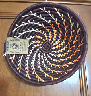Handwoven African Raffia Basket Bowl - Artisan Decorative Piece