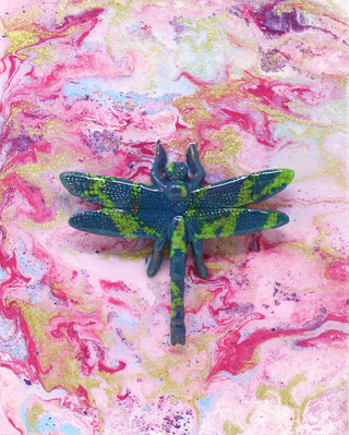 "Embrace" Upcycled Dragonfly art