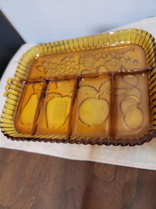 hd - Indiana Amber Glass Divided Tray|53659