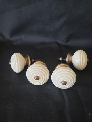 Vintage White Cabinet Knobs w/Swirls 1-5/8" Set of 4 RCD