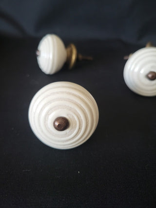 Vintage White Cabinet Knobs w/Swirls 1-5/8" Set of 4 RCD
