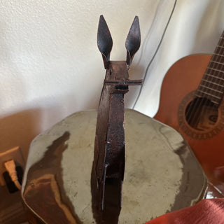 #62 VV Old Primitive Folk Art Rabbit Heavy Hand Forged Metal Rustic Art MTS|59585