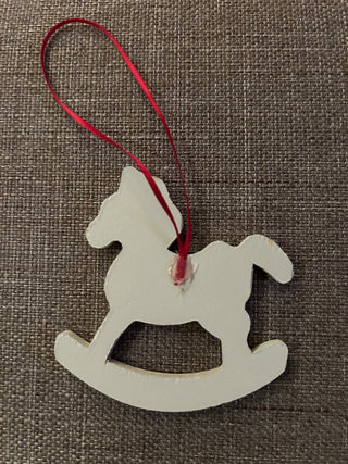 White Rocking Horse with Mauve and Purple Design    MTS|132086