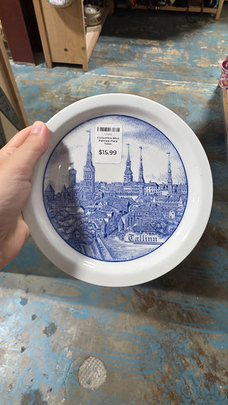 Collectible Blue Painted Plate Tallin