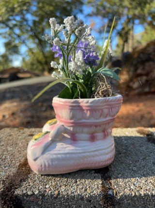 Vintage Parma by AAI Pink ceramic baby bootie planter